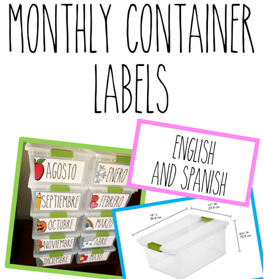 Monthly Container Labels - English and Spanish