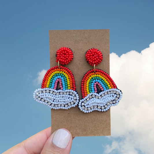 Small Rainbow Beaded Earrings