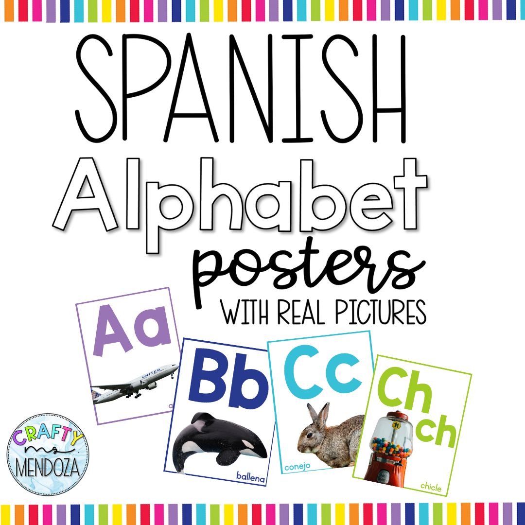 Real Pictures Spanish Alphabet Posters - White and Rainbow
